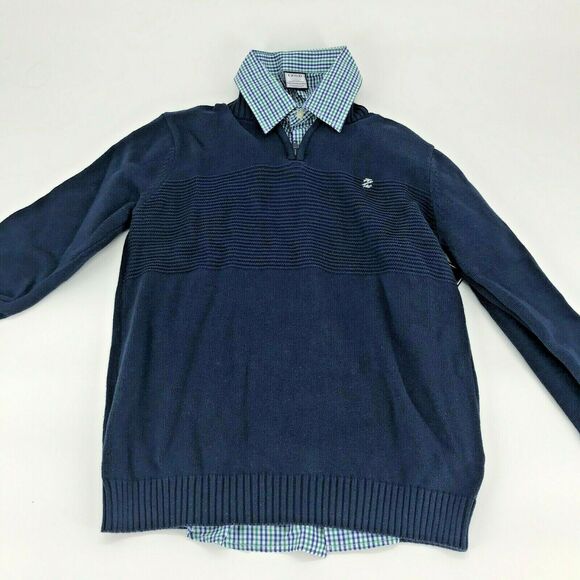 Izod Boy’s Layered Sweater Top Collared Long Sleeve 2 PC set Size Large 10/12 - Picture 1 of 4